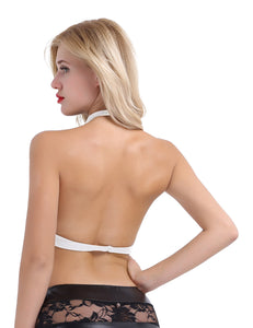 White Sexy Sheer Backless Halter Top