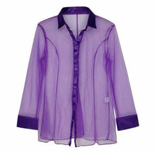 Load image into Gallery viewer, (16) Purple Sheer Mesh Lingerie Shirt