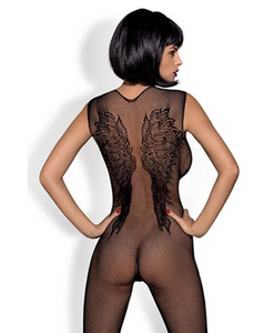 Black Sexy Floral with Wings Design Bodystocking Lingerie