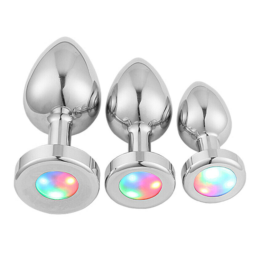 3 Sizes Unisex LED Butt Toy Insert Plug Kit