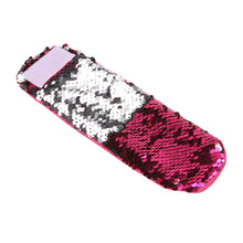 Load image into Gallery viewer, Hot Pink to Silver Flip Sequin Dream Wristband Cuff