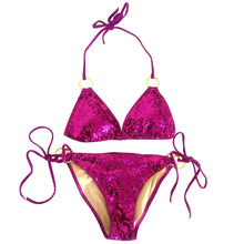 Load image into Gallery viewer, Hot Pink Sequin Triangle Bikini