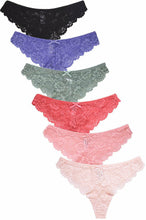 Load image into Gallery viewer, Set of 6 Pack Floral Lace Cheeky Bikini Panties