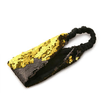 Load image into Gallery viewer, Gold to Black Flip Sequin Elastic Reversible Glitter Headband