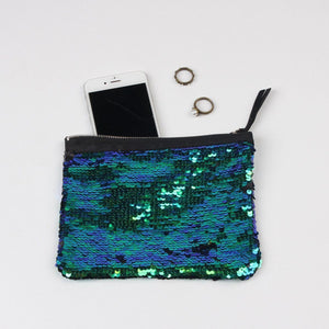 Mermaid Green to Black Flip Sequin Stunning Small Clutch