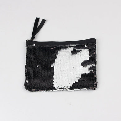 Black to White Flip Sequin Stunning Small Clutch