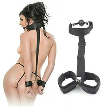 Load image into Gallery viewer, Black Mouth Gag Ball with Adjustable Neck and Wrist Restraints