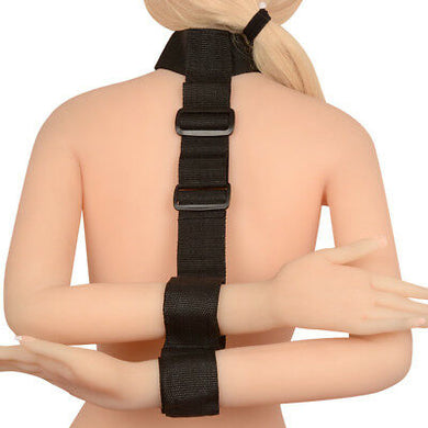 Black Bondage Neck Collar and Wrist Cuff Restraint