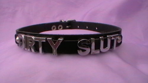 Black Leather Dirty S**T Bondage Collar