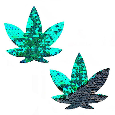 Mermaid Green to Black Flip Sequin Hemp Flower Pasties