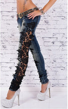 Load image into Gallery viewer, Dark Wash Sexy Floral Fashion Destroyed Skinny Jeans