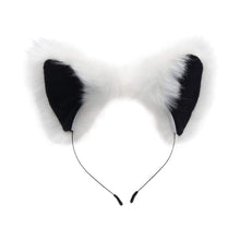 Load image into Gallery viewer, Black and White Faux Fox Tail Butt Plug with Matching Ears